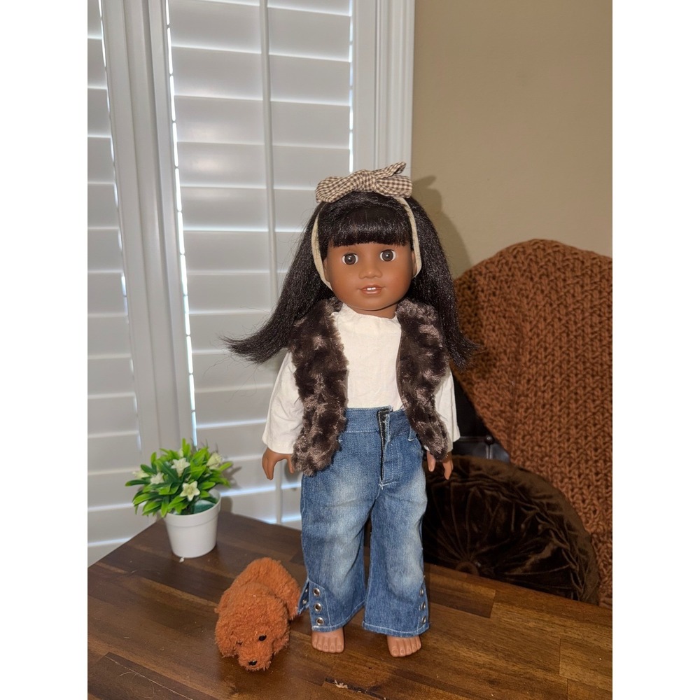 American Girl Doll 18 Inch Melody Dark Skin Brown Eyes Black Hair